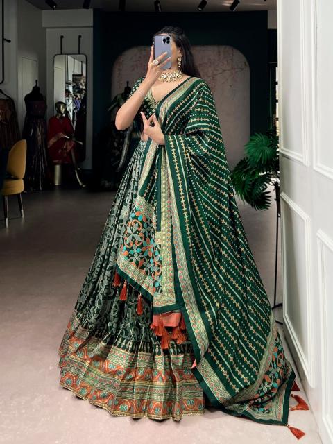 Artriddhs Dola silk D NO DEGITAL 24 Green Lehenga choli manufacturers in Gujarat
